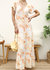 V Neck Tropical Print Maxi Dress - Yellow