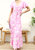 V Neck Tropical Print Maxi Dress - Pink