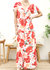 V Neck Tropical Print Maxi Dress - Red