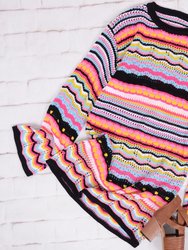 Vibrant Holiday Knit Sweater Dress - Black