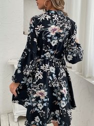 Vintage Collared Floral Print Dress