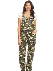 Vintage Straight-Leg Overalls  - Green Camouflage