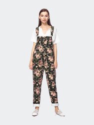 Vintage Straight-Leg Overalls  - Flower Print