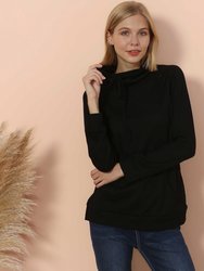Waffle Knit Cowl Neck Pullover