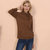 Waffle Knit Cowl Neck Pullover - Beige
