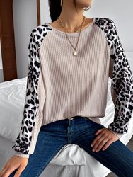 Waffle Knit Leopard Fall Sweater