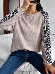 Waffle Knit Leopard Fall Sweater