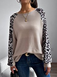 Waffle Knit Leopard Fall Sweater