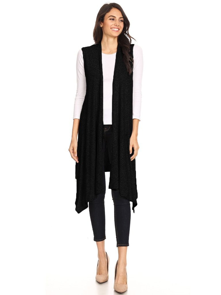 Waterfall Cardi Vest - Black