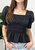 Women Ruffle Sleeve Smocked Square Neck Puffy Print Top