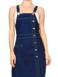 Womens 90s Fashion Adjustable Strap Denim Jean Overall Dress - Blue