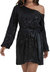 Women's Batwing Sleeve Sequin Party Dress - Black