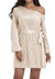 Women's Batwing Sleeve Sequin Party Dress - Champagne