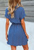 Womens Casual Dress Short Sleeves Button Up Polka Dot Printed Tie Waist Mini Dresses