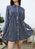 Women's Casual Long Sleeve Button Down Denim Shirt Dress - Gray