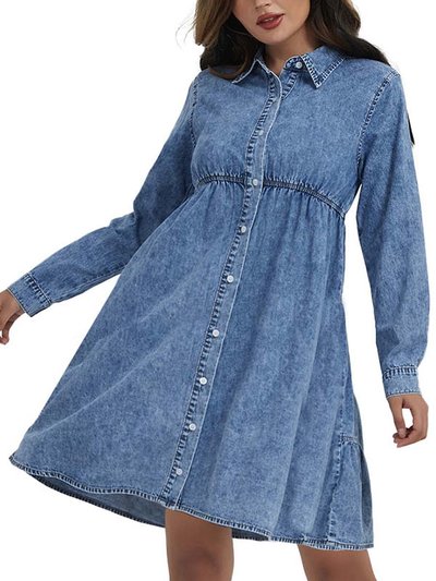 Anna-Kaci Women's Casual Long Sleeve Button Down Denim Shirt Dress product
