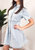 Women's Casual Short Sleeve High Waist Button Down Tiered Denim Shirt Dress