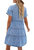 Women's Casual Short Sleeve High Waist Button Down Tiered Denim Shirt Dress