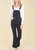 Women's Flare Overalls Jumpsuits Retro Bell Bottom Jeans Skinny Denim Overalls - Black
