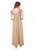 Women's Flutter Cap Sleeve Shirred Smocked Bodice Maxi Dress With Front Slits