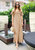 Women's Flutter Cap Sleeve Shirred Smocked Bodice Maxi Dress With Front Slits