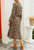 Women's Leopard Print Lantern Sleeve Tie Waist Midi Dress