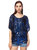 Womens Loose Fit Sequin Dolman Sleeve Evening Blouse Top - Blue