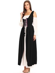 Women's Renaissance Overdress Medieval Irish Off Shoulder Dress