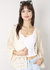 Womens Short Embroidered Lace Kimono Crop Cardigan With Half Sleeves - Beige