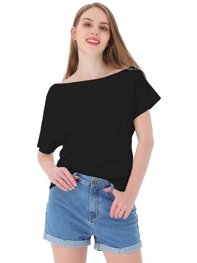 Anna-Kaci Women's Solid Cotton Stretchy Sexy Off Shoulder Casual T-Shirt Blouse product
