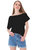 Women's Solid Cotton Stretchy Sexy Off Shoulder Casual T-Shirt Blouse - Black