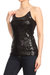 Womens Spaghetti Strap Sequin Metal Chain Shiny Party Club Camisole Tank Top