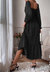 Women's Square Neck Shirred Ruffle Hem Long Sleeve Maxi Dress