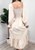 Women's Square Neck Shirred Ruffle Hem Long Sleeve Maxi Dress