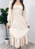 Women's Square Neck Shirred Ruffle Hem Long Sleeve Maxi Dress