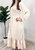 Women's Square Neck Shirred Ruffle Hem Long Sleeve Maxi Dress