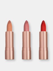 3 Shade Lipstick Bundle - Nude, Pink, Red