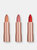 3 Shade Lipstick Bundle - Nude, Pink, Red