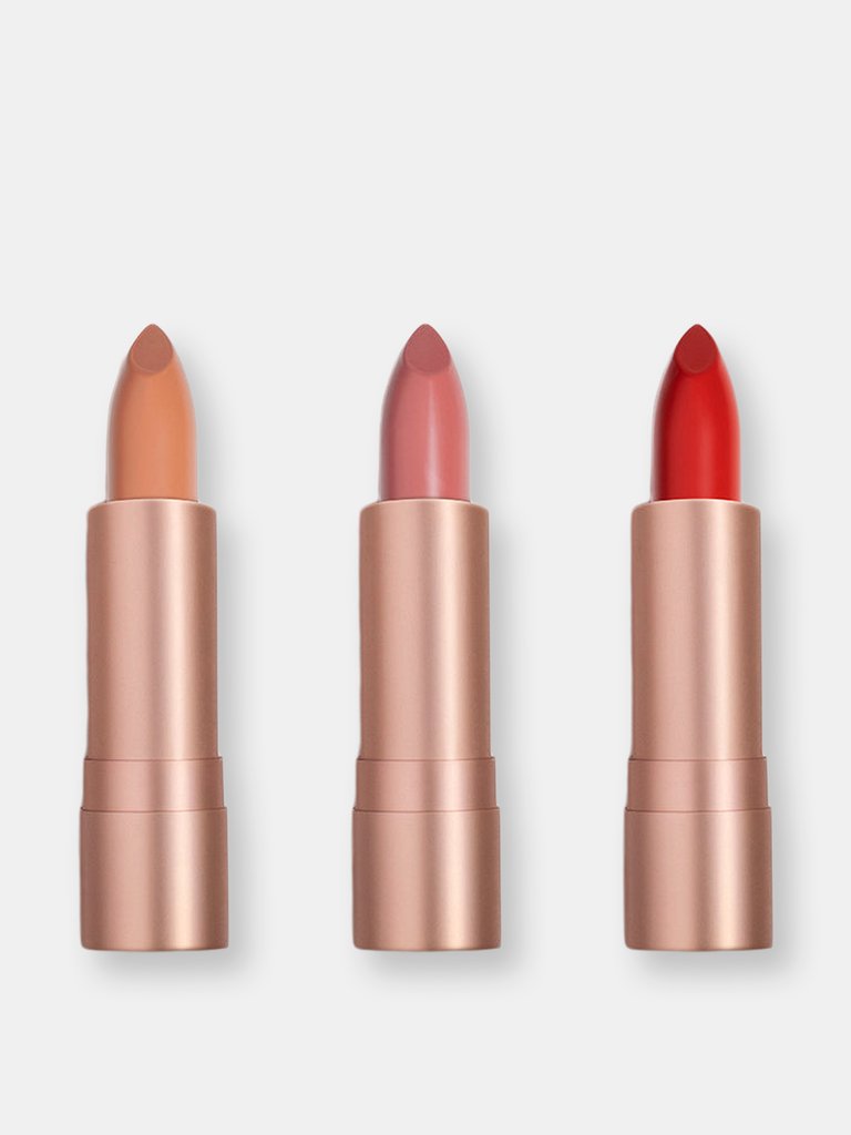 3 Shade Lipstick Bundle - Nude, Pink, Red