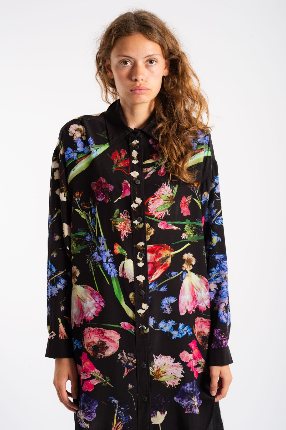 ANNTIAN Print I - Pressed Flowers Big Silkshirt | Verishop