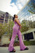 Lurex Swirl Flare Pants In Lilac