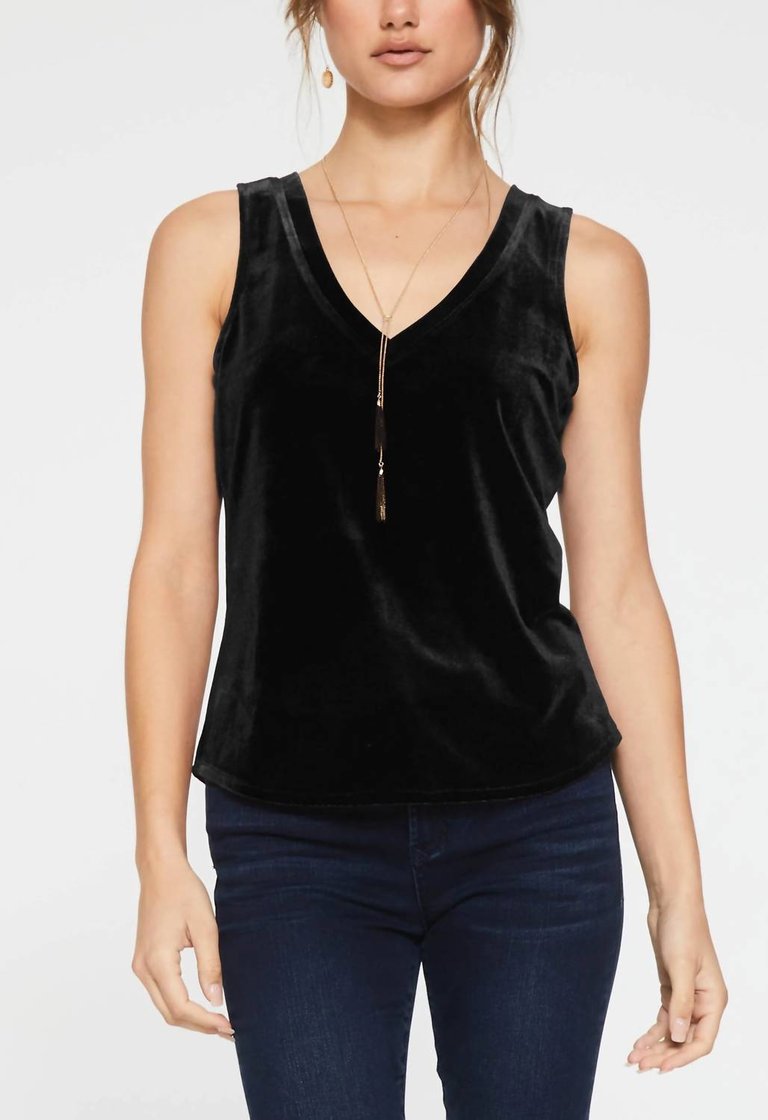 Acacia V-Neck Tank Top In Black Velvet - Black Velvet