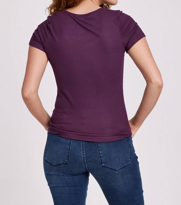 Aimee Scoop Neck Rib Top In Amethyst