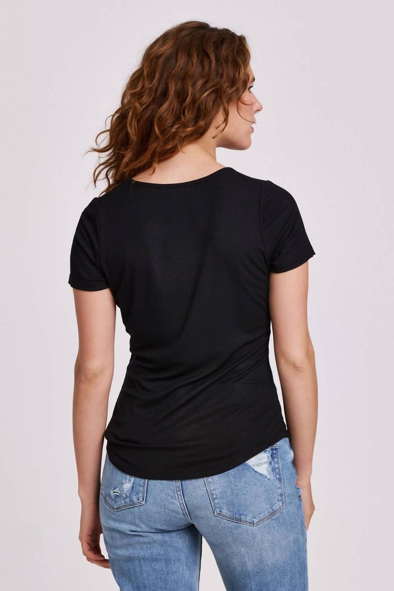 Aimee Scoop Neck Rib Top In Black