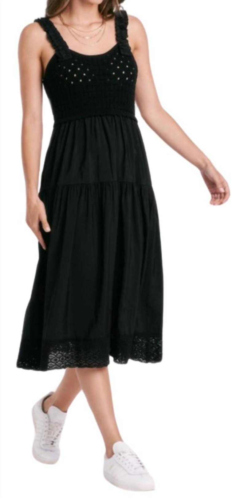 Astoria Midi Dress In Black - Black