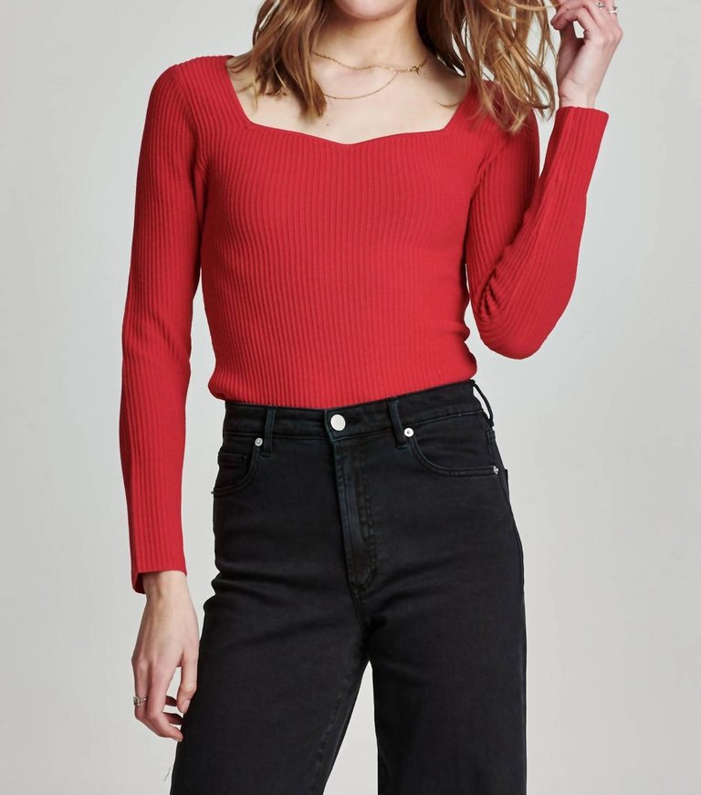 Blakeley Sweetheart Rib Top In Garnet - Garnet