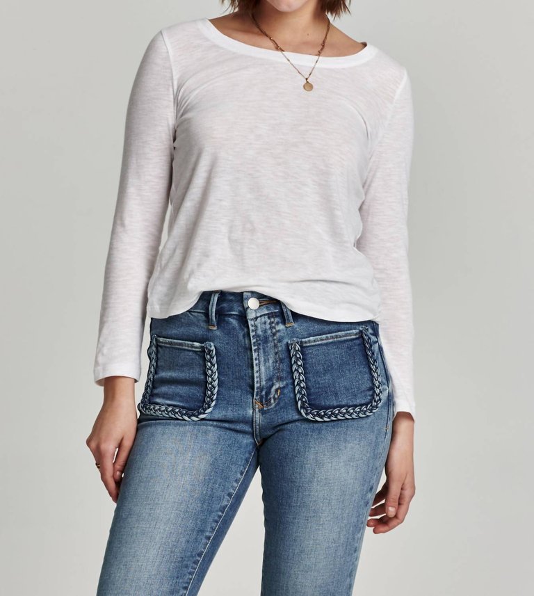 Cassie Long Sleeve Top In White - White