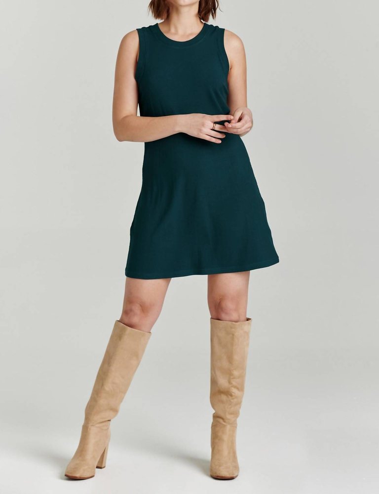 Justine Ribbed Dress In Spruce - Spruce