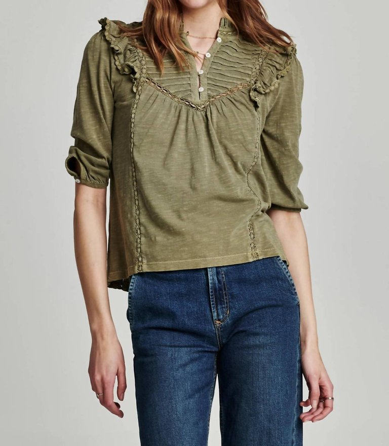 Kendall Pleated Top In Laurel Oak - Laurel Oak