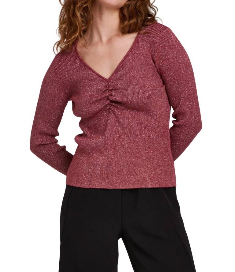 Leighton Knit Top In Cranberry - Cranberry